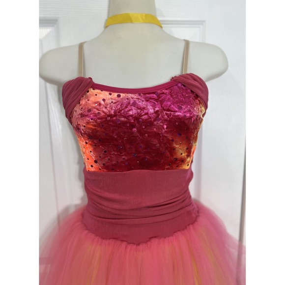 Weissman Girls Large Dance Costume Pink Orange Ombre Tutu Lyrical Ballet LC - Picture 4 of 16